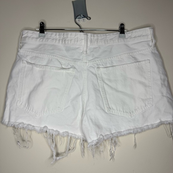 MADEWELL Relaxed Denim Distressed White 100% Cotton Summer Rigid Denim Shorts - Picture 9 of 12